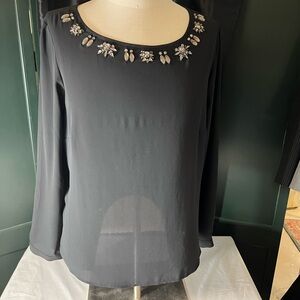 Talbots Black Embellished Blouse